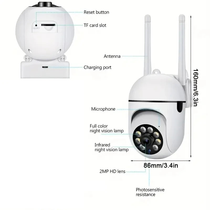 Protégez votre maison avec notre caméra de sécurité HD 1080P étanche - Vision nocturne, détection de mouvement, WiFi, audio bidirectionnel !